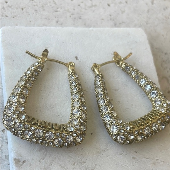DIOR Gold and Silver Crystal Hoop Earrings - Picture 2 of 3